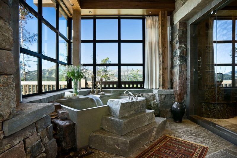 rustic-bathroom-with-stone-tub